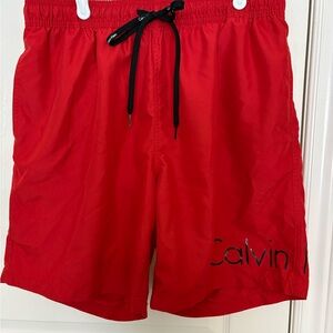 Calvin Klein Vibrant Red Men's Swim Trunks